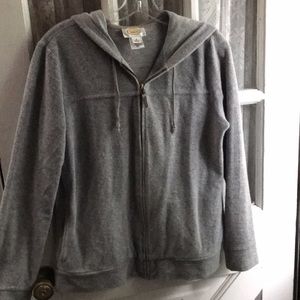 Talbots Gray Hoodie Sweatshirt Full Zipper